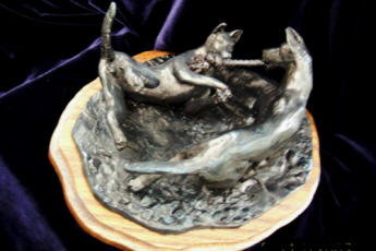 Puppy Tug o War Sculpture